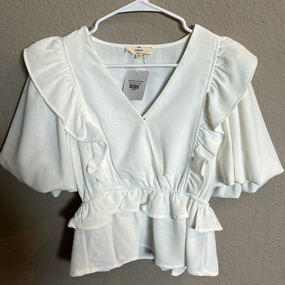 White V neck blouse size small